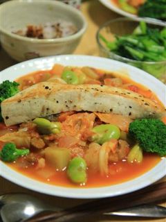 カジキのソテーのせトマトスープ♪-レシピのメイン写真