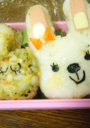 *キャラ弁＊雨の日うさぎさんと長ぐつさん-レシピのメイン写真