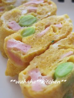お弁当に☆ソーセージ&枝豆の卵焼き-レシピのメイン写真