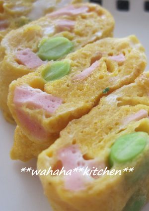 お弁当に☆ソーセージ＆枝豆の卵焼き-レシピのメイン写真