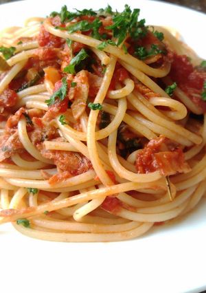 ツナしそベーコンのトマトソースパスタ-レシピのメイン写真