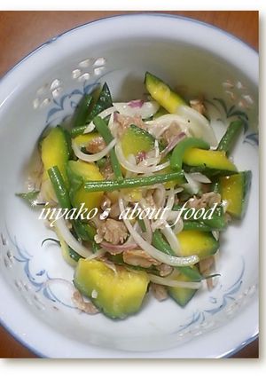 いんげん、かぼちゃ＆豚肉のホットサラダ✿-レシピのメイン写真