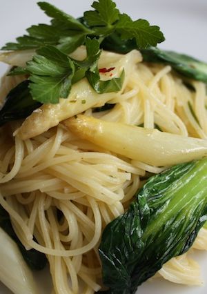 ホワイトアスパラと青梗菜のパスタ-レシピのメイン写真