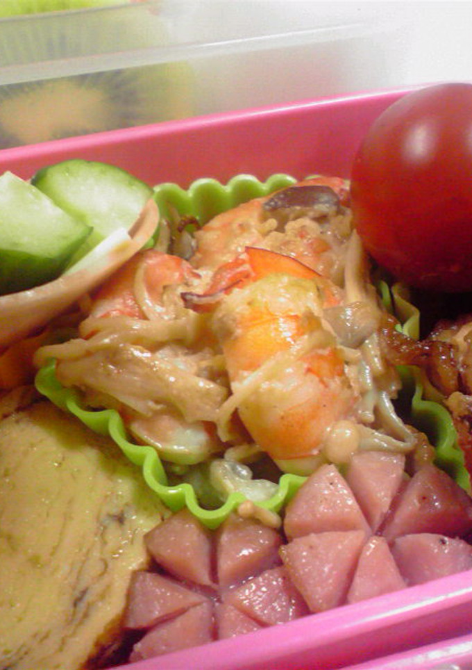 お弁当に!エビとキノコのマヨ醤油炒め-レシピのメイン写真