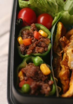 弁当に★♪ピーマンの甘辛挽肉詰め-レシピのメイン写真