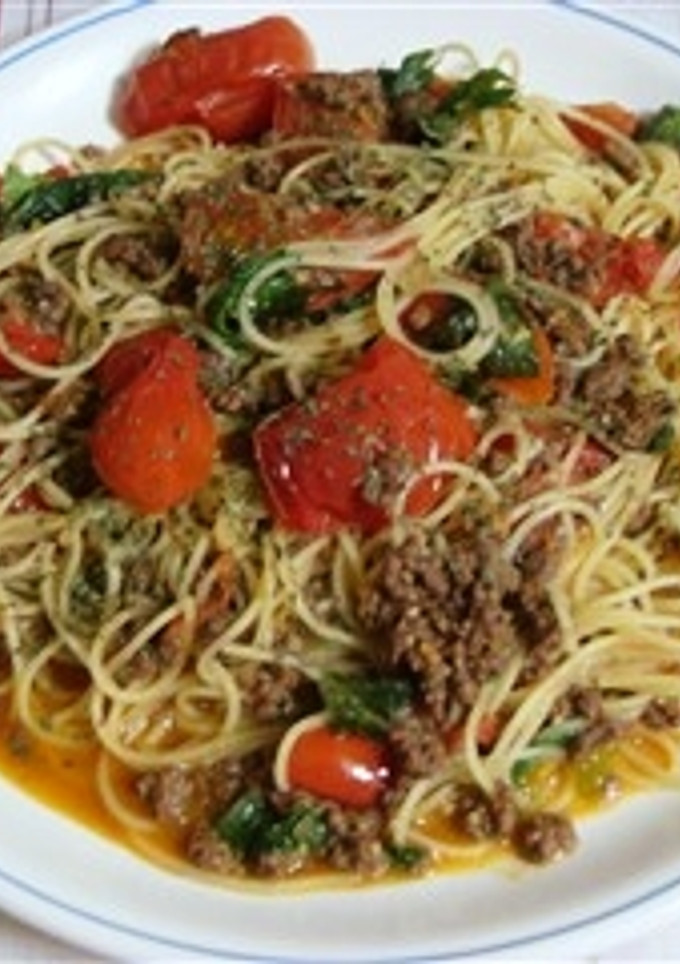 簡単☆ ひき肉とトマトのパスタ!-レシピのメイン写真