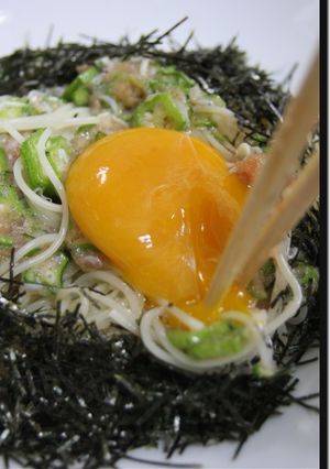 しらすとオクラめんたい冷製バミセリ-レシピのメイン写真
