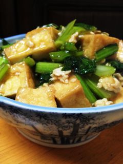 厚揚げと小松菜と挽き肉の中華炒め-レシピのメイン写真