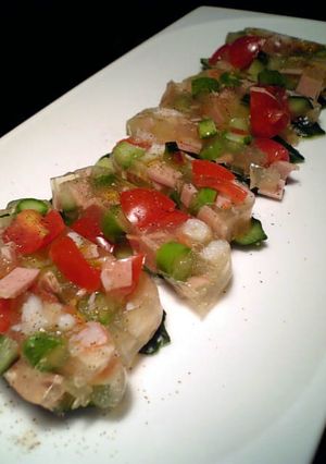 アスパラと彩り野菜のゼリー寄せ-レシピのメイン写真