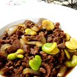 牛肉とそらまめのオイスターソース炒め♪