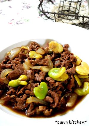 牛肉とそらまめのオイスターソース炒め♪-レシピのメイン写真