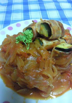 ズッキーニベーコンのトマト煮♪-レシピのメイン写真