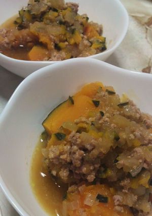 ひき肉と玉ねぎで★カボチャの煮物★-レシピのメイン写真