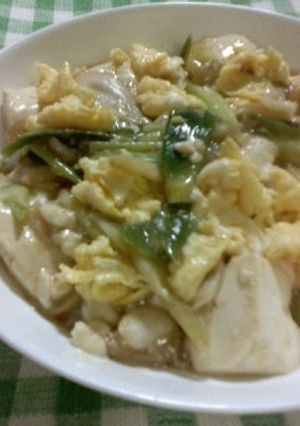 ねぎと豆腐のオイスター炒め☆いり卵のせ-レシピのメイン写真