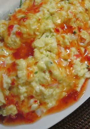 ♡豆腐入り　ふわふわカニ玉チリソース♡　-レシピのメイン写真