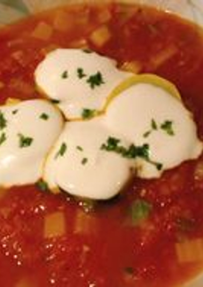 美トマトスープ　クリームチーズを添えて-レシピのメイン写真