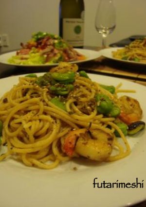 そらまめとエビのパスタ-レシピのメイン写真