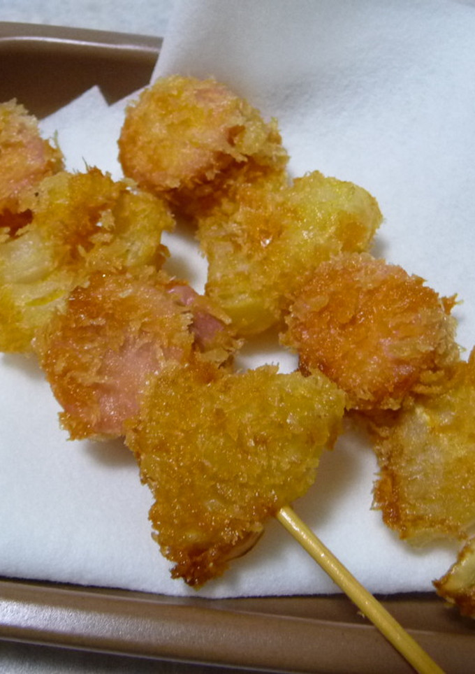魚肉ソーセージと玉ねぎの串揚げ-レシピのメイン写真
