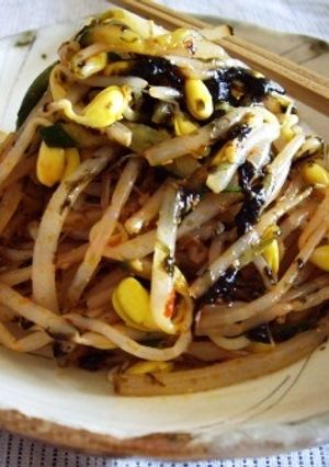 韓国海苔で☆もやしときゅうりの辛いナムル-レシピのメイン写真
