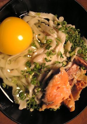 塩鮭の釜玉うどん-レシピのメイン写真