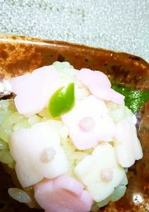 なんちゃって和菓子～アジサイおにぎり～-レシピのメイン写真