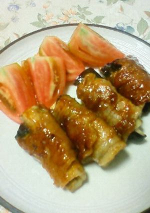 ナスと豚肉の巻き巻きはちみつ照り焼き☆-レシピのメイン写真