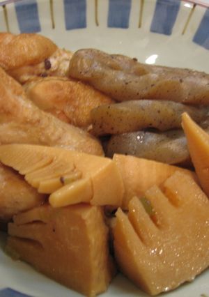 手羽先とこんにゃく筍煮-レシピのメイン写真