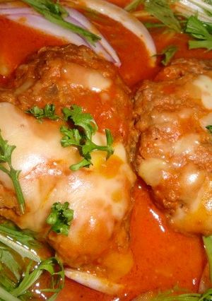 野菜ジュース入り☆煮込みチーズハンバーグ-レシピのメイン写真