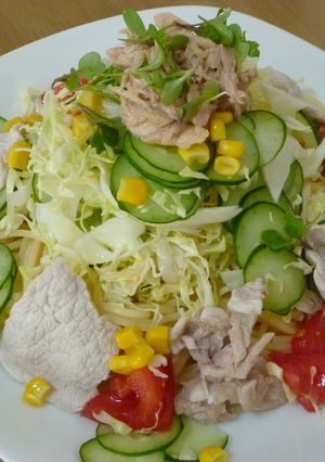 冷豚しゃぶサラダスパゲッティ-レシピのメイン写真