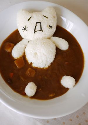 顔文字キャラでカレーのお風呂(デコカレー-レシピのメイン写真
