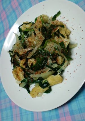 油揚げとニラと玉ねぎのマヨ味噌炒め-レシピのメイン写真
