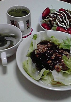 ダイエット☆納豆もずくレタスパスタ-レシピのメイン写真
