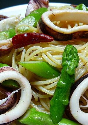 レンジで☆いかとアスパラガスのスパゲティ-レシピのメイン写真