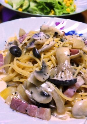 ＊キノコとベーコンのクリームパスタ＊-レシピのメイン写真