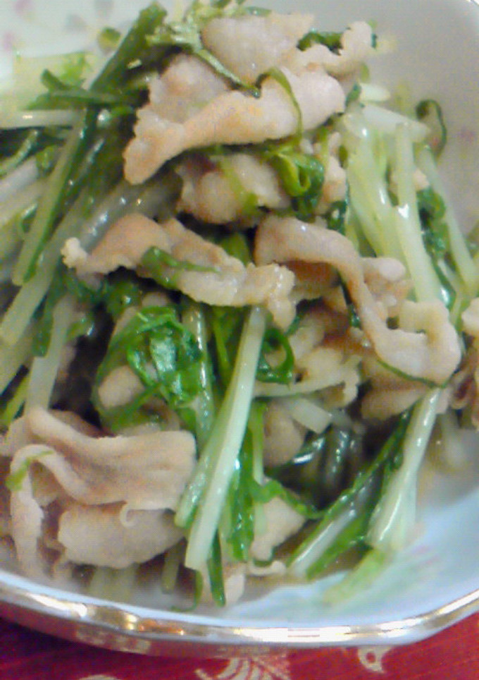 水菜と豚肉の和風さっと炒め♪-レシピのメイン写真