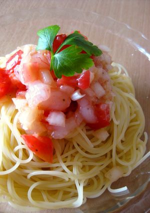 甘えびとトマトの冷製パスタ-レシピのメイン写真