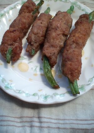 簡単なのに凝ってる風♪インゲンひき肉巻-レシピのメイン写真