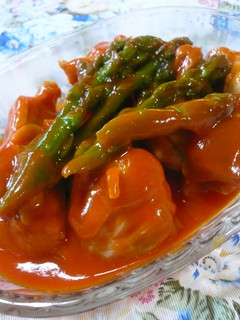 *野菜ジュースDEチキンとアスパラ煮*-レシピのメイン写真