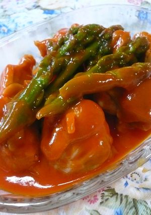 ＊野菜ジュースDEチキンとアスパラ煮＊-レシピのメイン写真