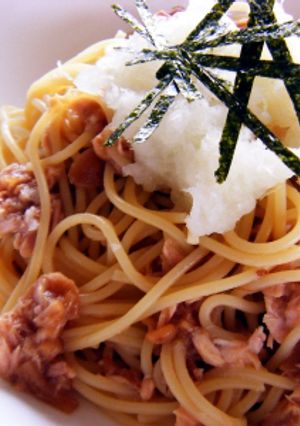 つゆで「大根とツナ＆なめ茸の和風パスタ」-レシピのメイン写真