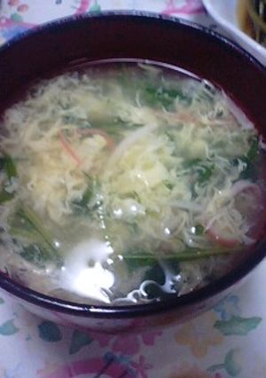 **水菜とかにかまの卵スープ**-レシピのメイン写真