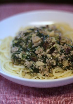 ほうれん草とひき肉のあんかけ和風パスタ❀-レシピのメイン写真
