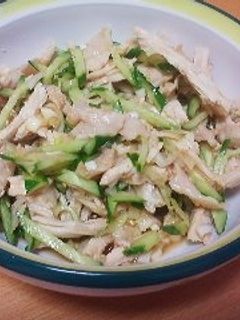 蒸し鶏ときゅうりのネギソース和え-レシピのメイン写真