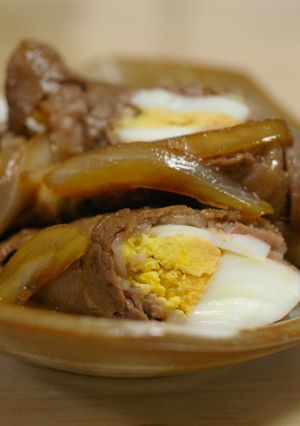 甘辛でご飯にあう♪エッグ牛肉巻き-レシピのメイン写真