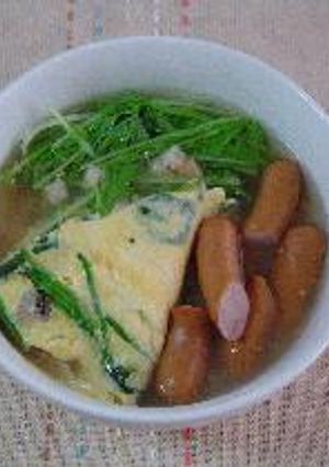スープスパ＃１　オムレツ添えコンソメ味-レシピのメイン写真