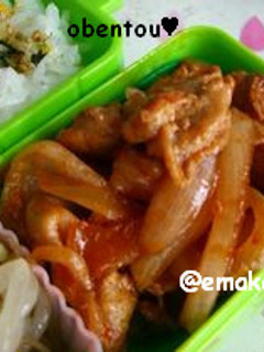 簡単お弁当◆豚肉と玉ねぎのケチャップ炒め-レシピのメイン写真