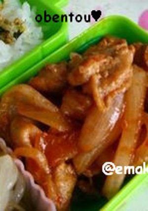 簡単お弁当◆豚肉と玉ねぎのケチャップ炒め-レシピのメイン写真
