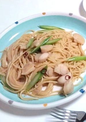 ピリ辛☆ホタテとアスパラのパスタ-レシピのメイン写真