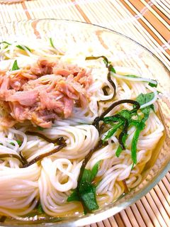 夏のランチに*塩昆布と大葉のさっぱり素麺-レシピのメイン写真