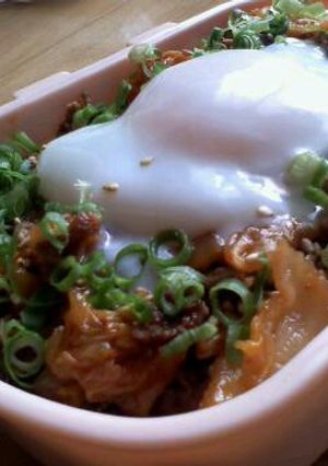 キムチ牛丼(´Д`)温玉のせ-レシピのメイン写真